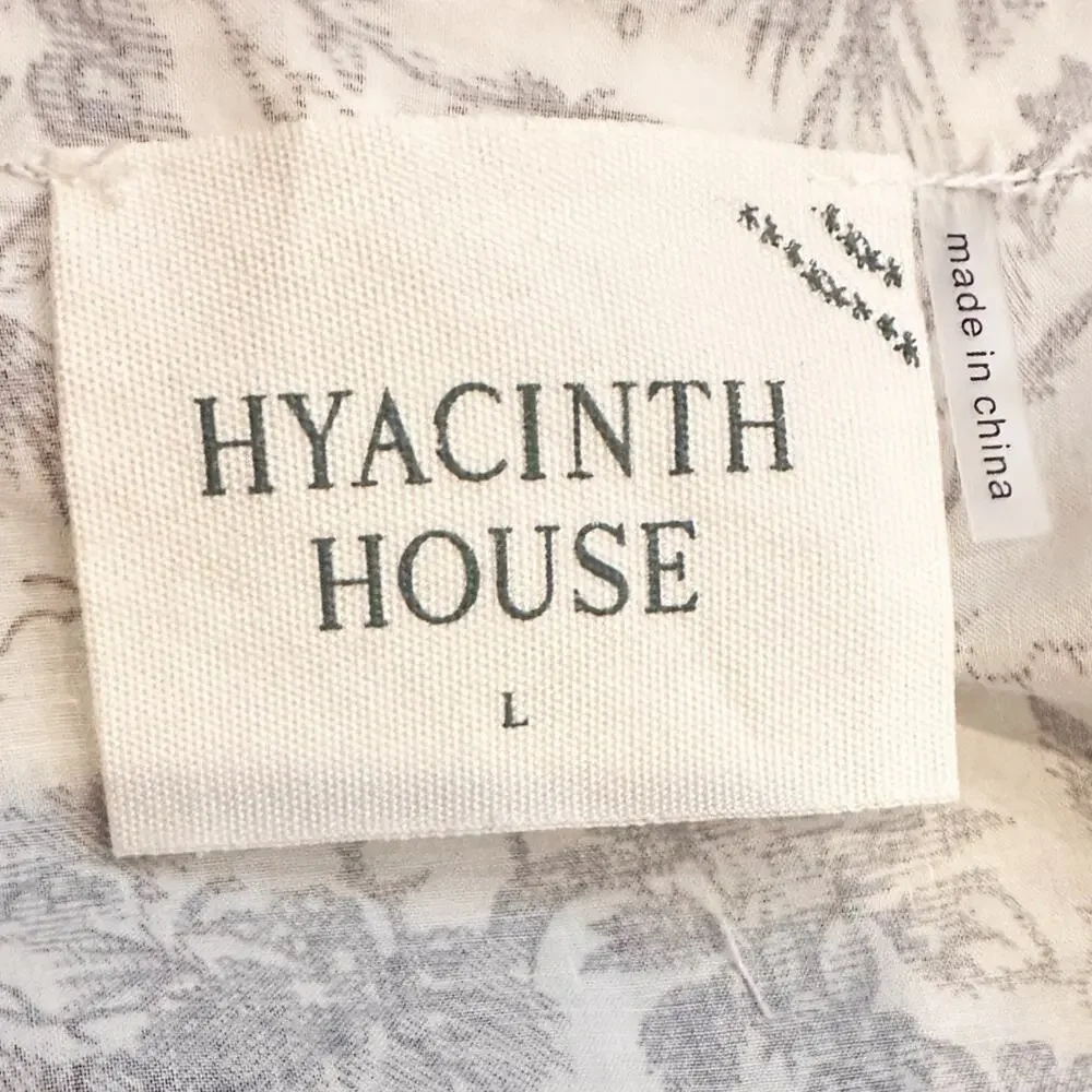 Hyacinth House Nadia Blouse Blue Floral Tuckernuck Puff Sleeve LARGE Top NWT - Picture 6 of 14